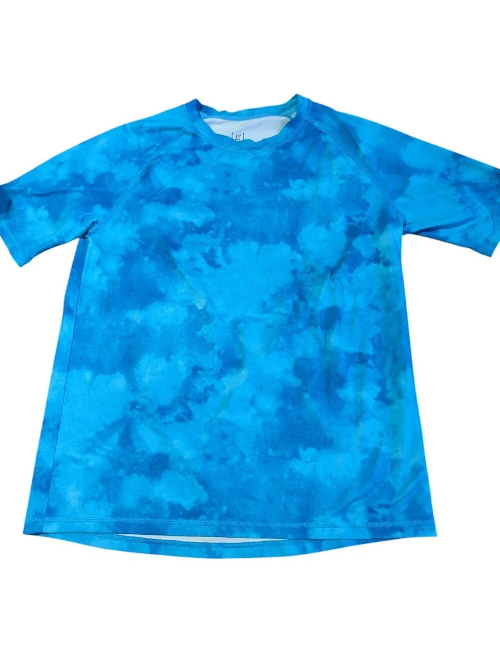 George Men's Blue Cloud Wash Tie Dye Swim Rash Guard